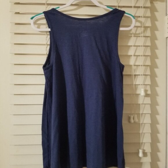 Sonoma Womens Navy Blue Sleeveless Tank Top With Gold Pineapple Print M Cotton/P - Picture 3 of 4